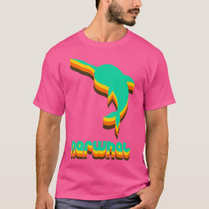 Vintag Narwhal Funny Spaß Retro Green Orange T-Shirt