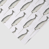 Vintag Narwhal Narwhale Zeichne #3 Seidenpapier (Detail)