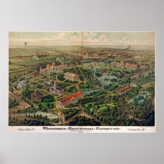 Vintag Nashville Centennial Park Map (1897) Poster (Vorne)