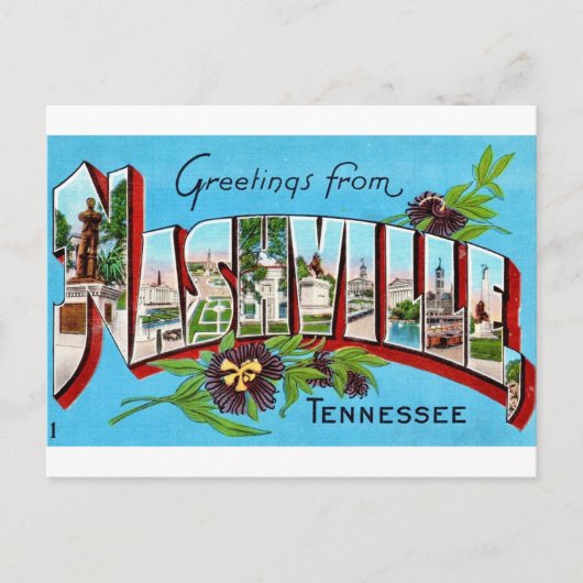 Vintag Nashville Grußkarte Postkarte (Vorderseite)
