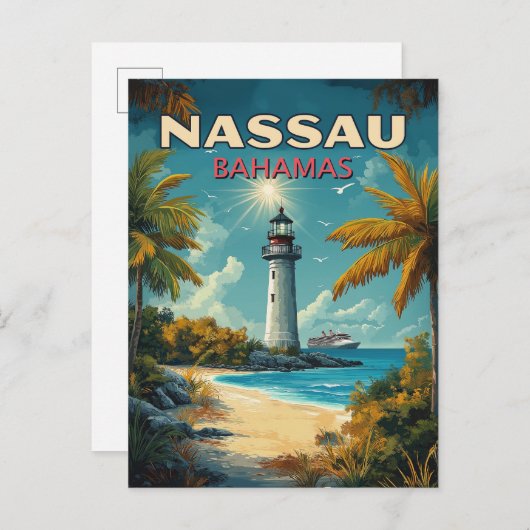 Vintag Nassau Bahamas Postkarte (Vorne/Hinten)