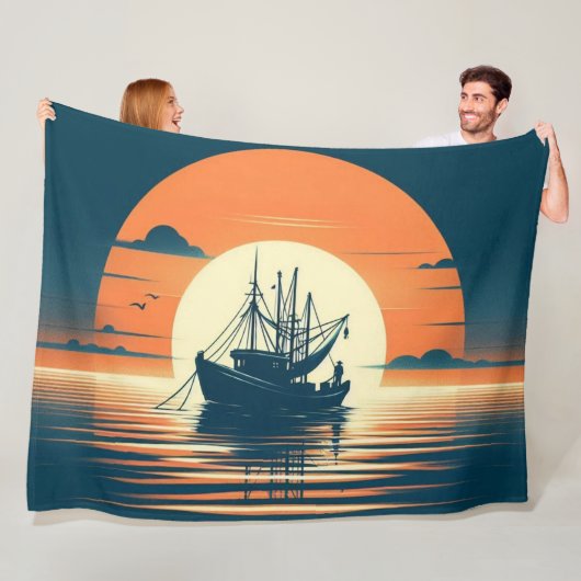Vintag/Nautische Garnelen/Fischerei Fleecedecke (Beispiel)