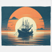 Vintag/Nautische Garnelen/Fischerei Fleecedecke (Vorderseite (Horizontal))