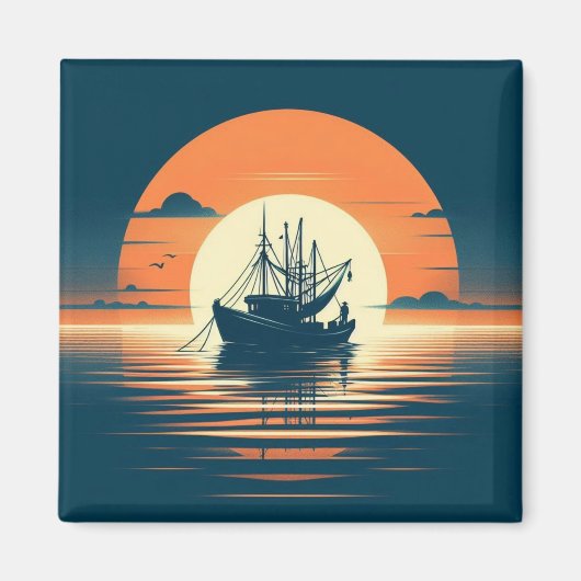 Vintag/Nautische Garnelen/Fischerei Magnet (Vorne)