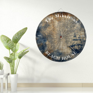 Vintag Navy Blue Custom Nautic Beach House Dartscheibe