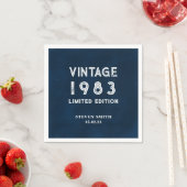Vintag Navy Blue Custom Year 40. Geburtstag Serviette (Beispiel)