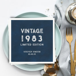 Vintag Navy Blue Custom Year 40. Geburtstag Serviette