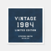 Vintag Navy Blue Custom Year 40. Geburtstag Serviette (Vorderseite)