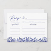 Vintag Navy Blue Floral Brautparty Rezept Card Einladung (Vorderseite)