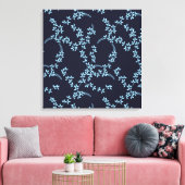 Vintag Navy Blue Garden Blumennacht Leinwanddruck (Insitu (Wohnzimmer))