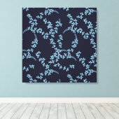 Vintag Navy Blue Garden Blumennacht Leinwanddruck (Insitu (Holzboden))