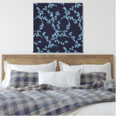Vintag Navy Blue Garden Blumennacht Leinwanddruck (Insitu (Schlafzimmer))
