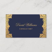 Vintag Navy Blue Gold QR Code Elegant Antique Visitenkarte (Vorderseite)