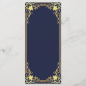 Vintag Navy Blue Imitats Gold Elegante Hochzeit Menükarte (Rückseite)