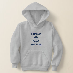 Vintag Navy Blue Nautical Anchor & Name & Rank Hoodie