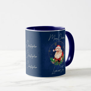 Vintag Navy Blue Santa Clause Weihnachten Tasse