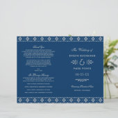 Vintag Navy Blue Silver Art Deco Hochzeitsprogramm (Stehend Vorderseite)