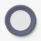 Vintag Navy Blue White Japan Bishamon Muster Pappteller (Vorderseite)