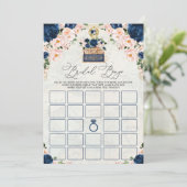 Vintag Navy Travel Brautparty Bingo Game Card Einladung (Stehend Vorderseite)