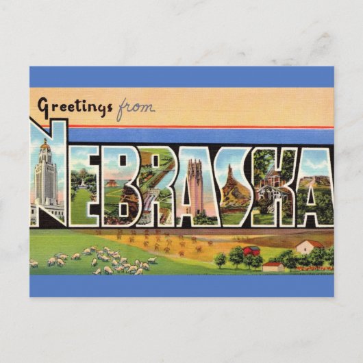 Vintag Nebraska Postkarte (Vorderseite)