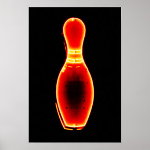 Vintag Neon Bowling Button Poster