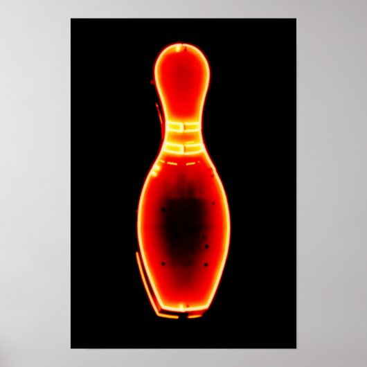 Vintag Neon Bowling Button Poster (Vorne)