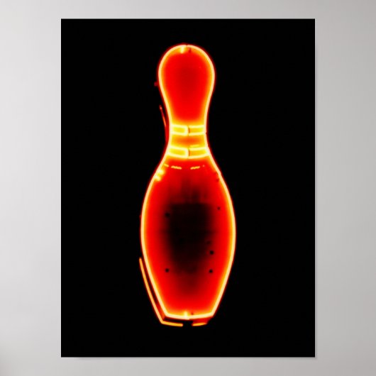 Vintag Neon Bowling Button Poster (Vorne)