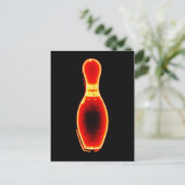 Vintag Neon Bowling Button Postkarte (Stehend Vorderseite)