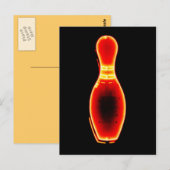 Vintag Neon Bowling Button Postkarte (Vorne/Hinten)