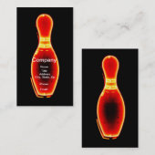 Vintag Neon Bowling Button Visitenkarte (Vorne/Hinten)