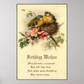 Vintag Nesting Chicks 1917 Geburtstag Poster (Vorne)