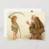 Vintag: Neujahr - Feiertagspostkarte (Vorne/Hinten)