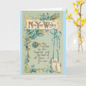 Vintag - Neujahrswünsche, Karte (Gelbe Blume)