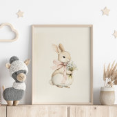 Vintag neutraler Niedlicher Hase mit Blume Kinderz Poster