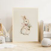 Vintag neutraler Niedlicher Hase mit Blume Kinderz Poster