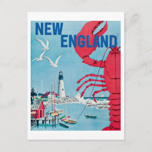Vintag New England Lobster Lighthouse Travel Post Postkarte