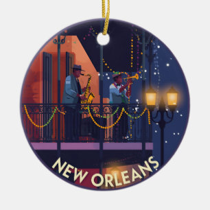 Vintag New Orleans Jazz Keramik Ornament