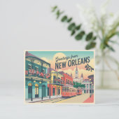 Vintag New Orleans Postkarte | Grüße aus (Stehend Vorderseite)