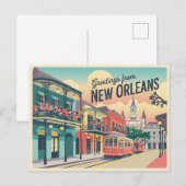 Vintag New Orleans Postkarte | Grüße aus (Vorne/Hinten)