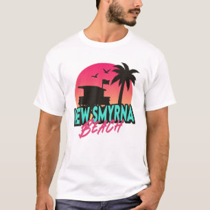 Vintag New Smyrna Beach Florida Palm Trees FL 80er T-Shirt