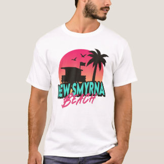 Vintag New Smyrna Beach Florida Palm Trees FL 80er T-Shirt