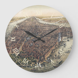 Vintag New York City, Manhattan, Brooklyn Bridge Große Wanduhr