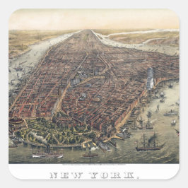 Vintag New York City, Manhattan, Brooklyn Bridge Quadratischer Aufkleber