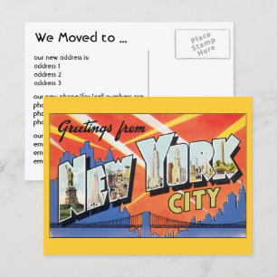 Vintag New York City NYC, Adresswechsel Ankündigungspostkarte