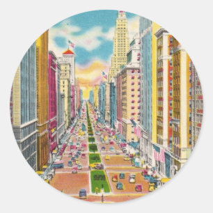 Vintag New York City, USA - Runder Aufkleber