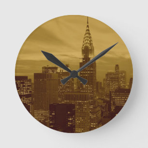 Vintag New York Manhattan Runde Wanduhr