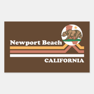 Vintag Newport Beach California Rechteckiger Aufkleber
