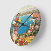 Vintag Nice Reine Cote D'Azur Runde Wanduhr (Winkel)