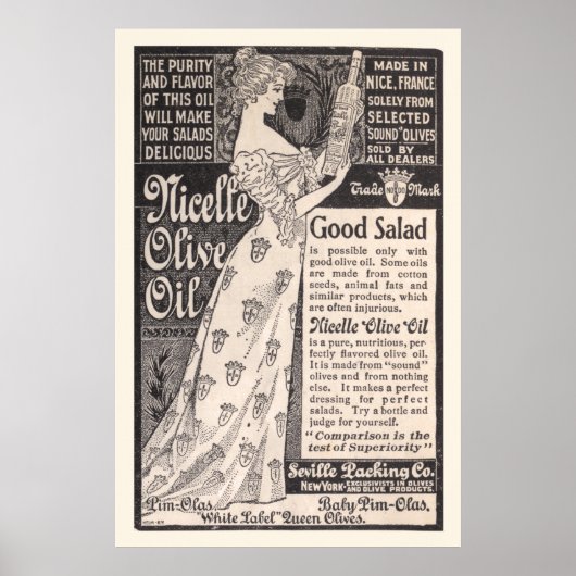 Vintag Nicelle Olive Oil Ad aus 1899 Poster (Vorne)