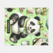 Vintag Niedlich Baby Panda Fleecedecke (Vorderseite (Horizontal))
